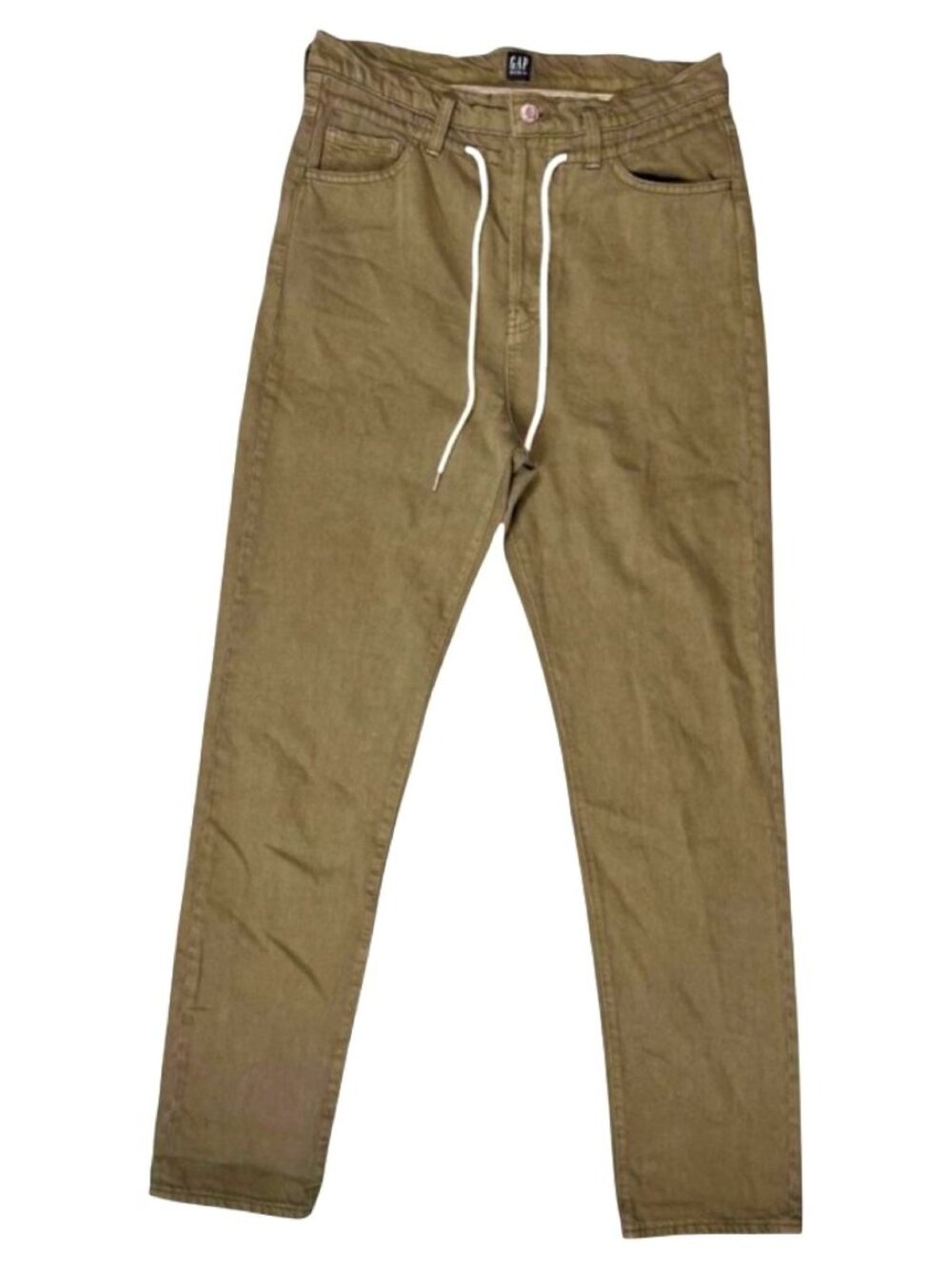 GAP Pants Olive Green Drawstring Boyfriend Denim Cotton Hemp Size 0 25